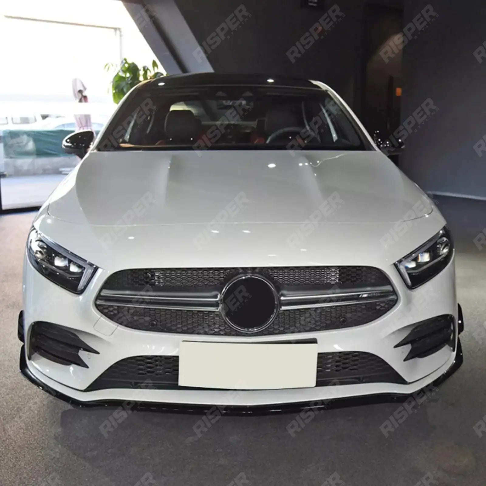 MERCEDES A CLASS AMG LINE W177 FACELIFT 2023+ FRONT SPLITTER WITH CANARDS IN GLOSS BLACK Front Splitter