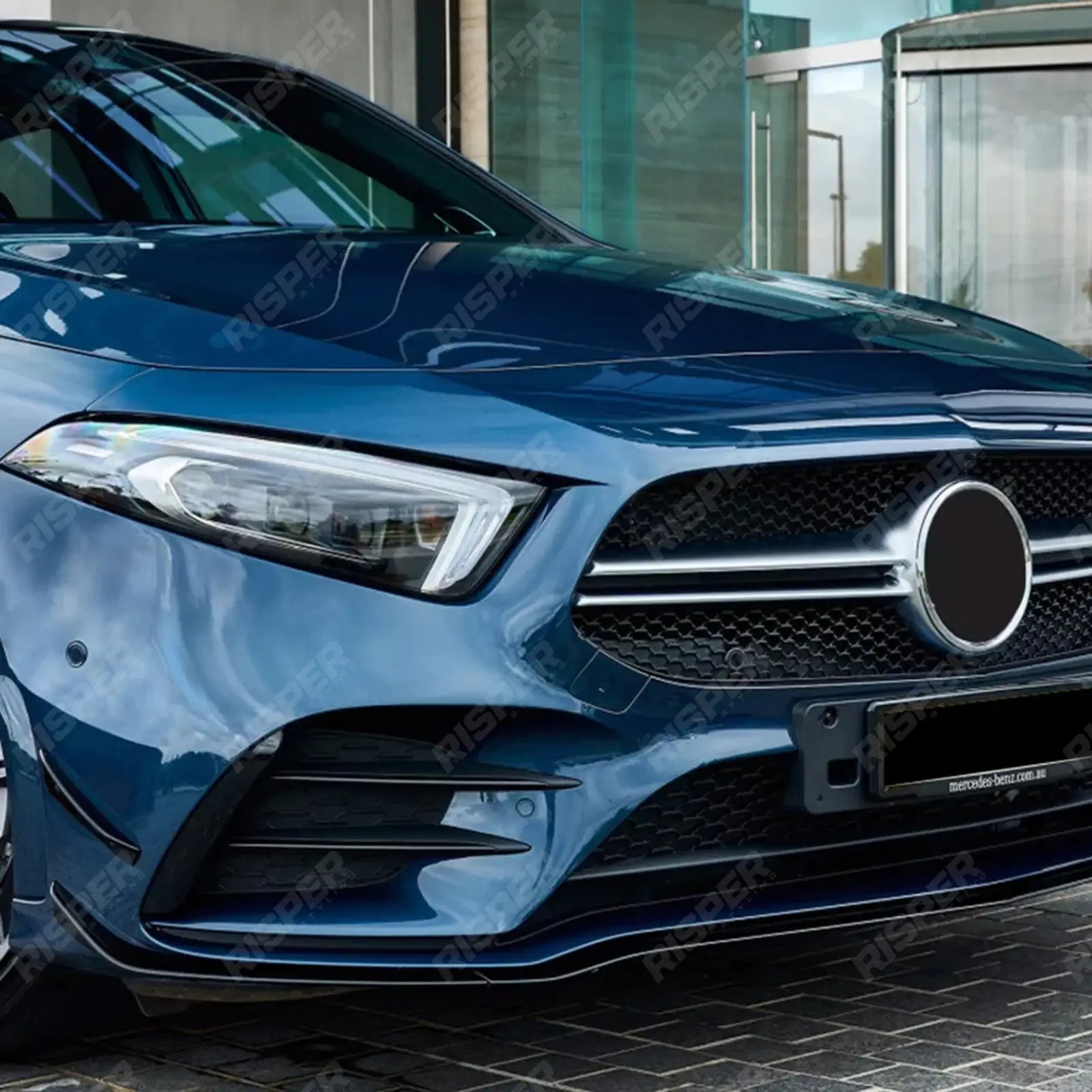MERCEDES A CLASS AMG LINE W177 FACELIFT 2023+ FRONT SPLITTER WITH CANARDS IN GLOSS BLACK Front Splitter