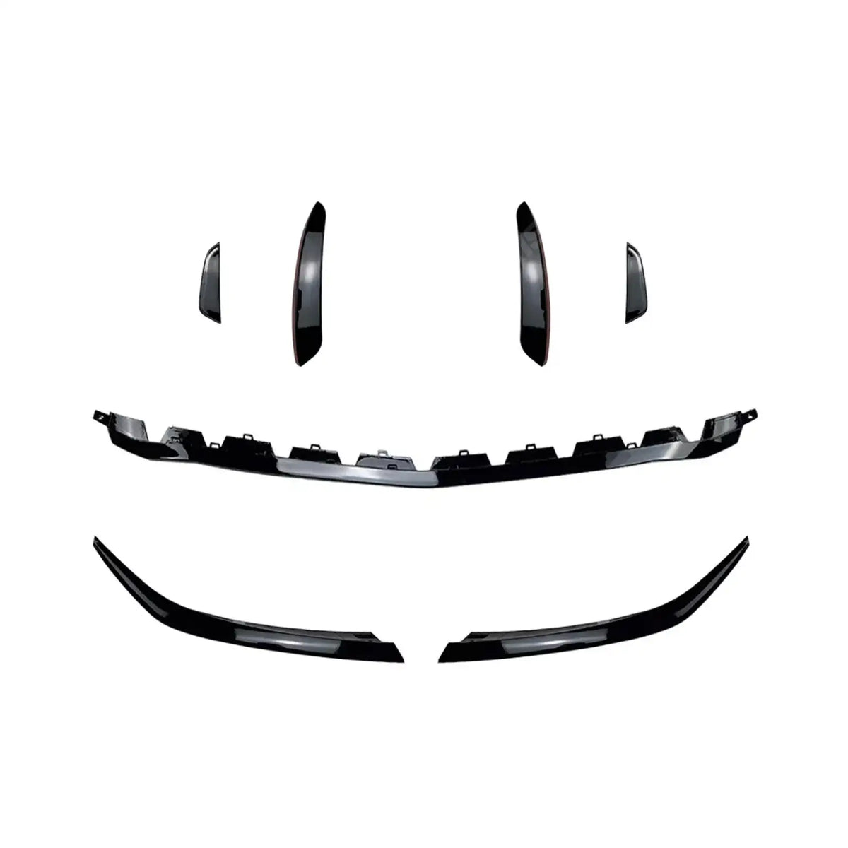 Front Li Splitter FRONT SPLITTER WITH CANARDS IN GLOSS BLACK For MERCEDES A CLASS AMG LI ...