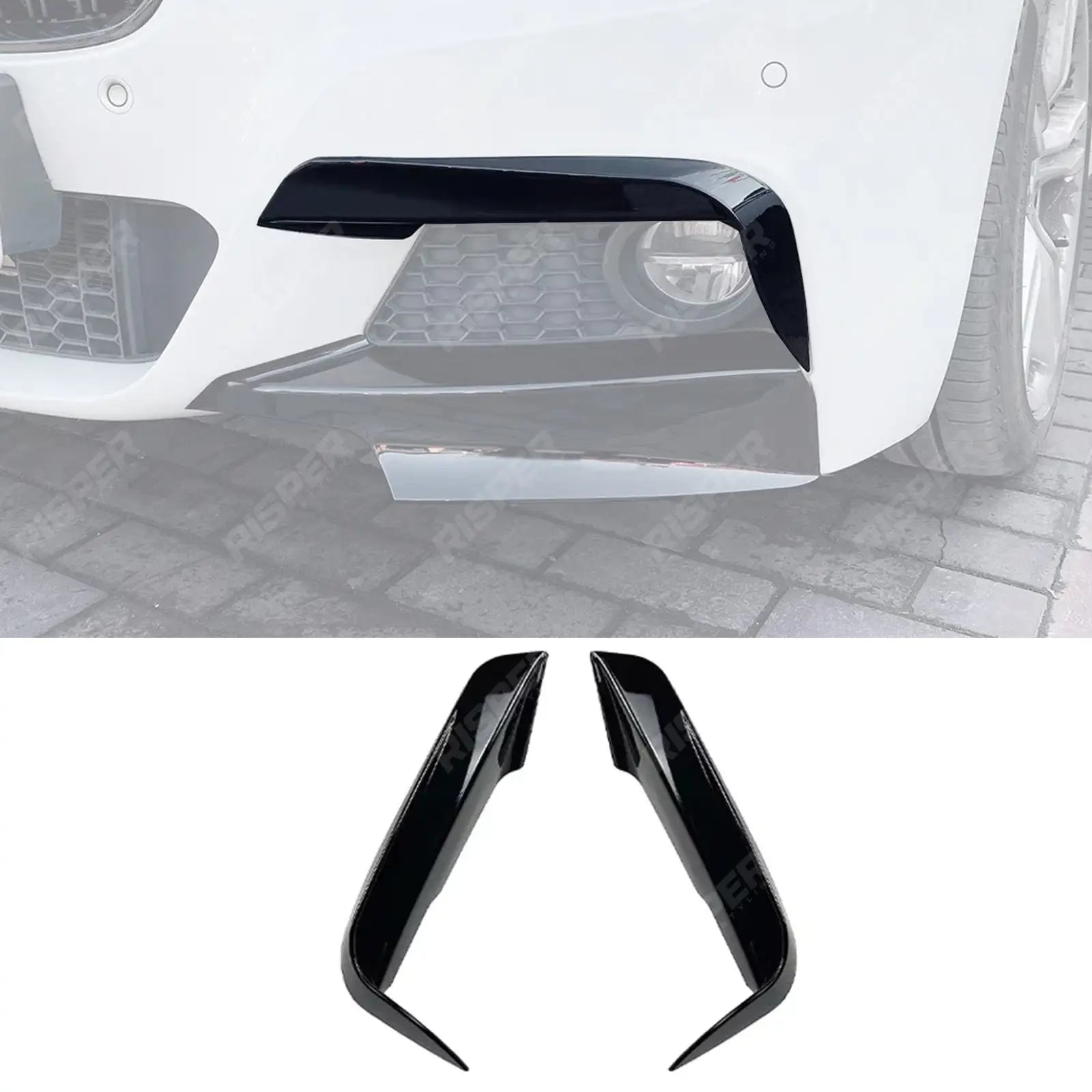 BMW 3 SERIES F30 M SPORT 2012-2019 FRONT UPPER CANARDS IN GLOSS BLACK Body Trims Main image