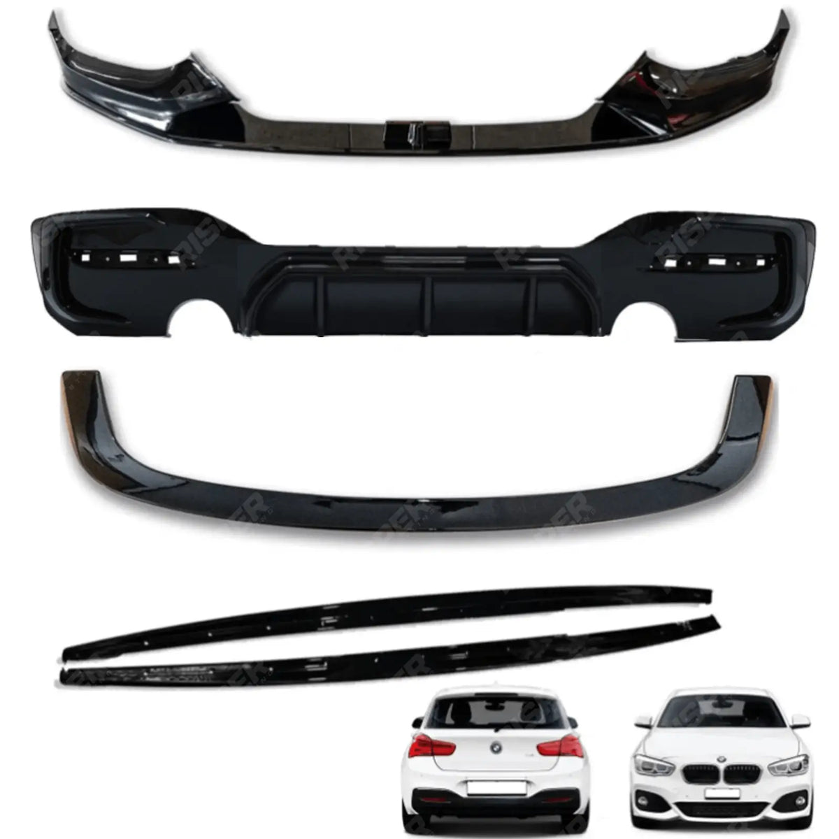 BMW 1 Series LCI M Sport F20 F21 2015 - 2019 Gloss Black Full Aero Body Kit - Diffuser 0____0 Main image