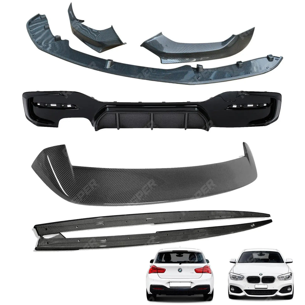 BMW 1 Series LCI M Sport F20 F21 2015 - 2019 Carbon Look Full Aero Body Kit - Diffuser 00___ Main image