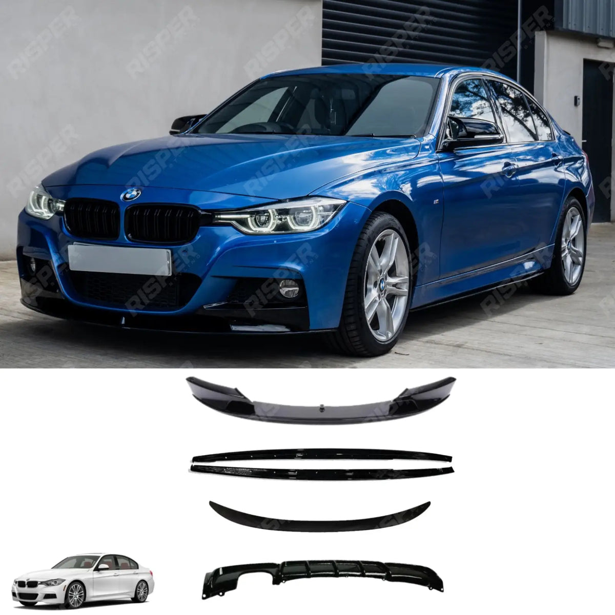BMW 3 Series F30 M Sport 2012-2018 Gloss Black Full Aero Body Kit - Diffuser 00___ Aero Kit Main image