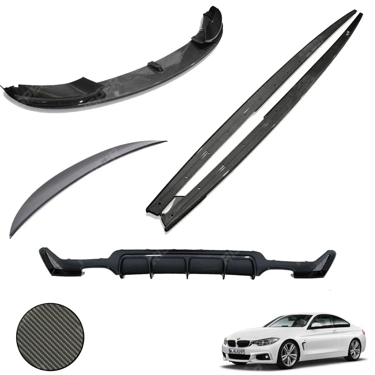 BMW 4 Series F32 M Sport 2014 - 2020 Carbon Look Full Aero Body Lip Kit - Diffuser 00__00 Main image