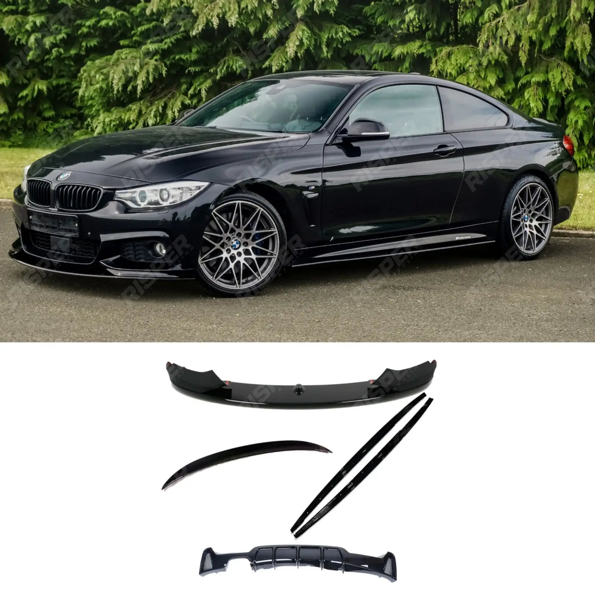 BMW 4 Series F32 M Sport 2014-2020 Gloss Black Full Aero Body Lip Kit - Diffuser 00___ Aero Kit