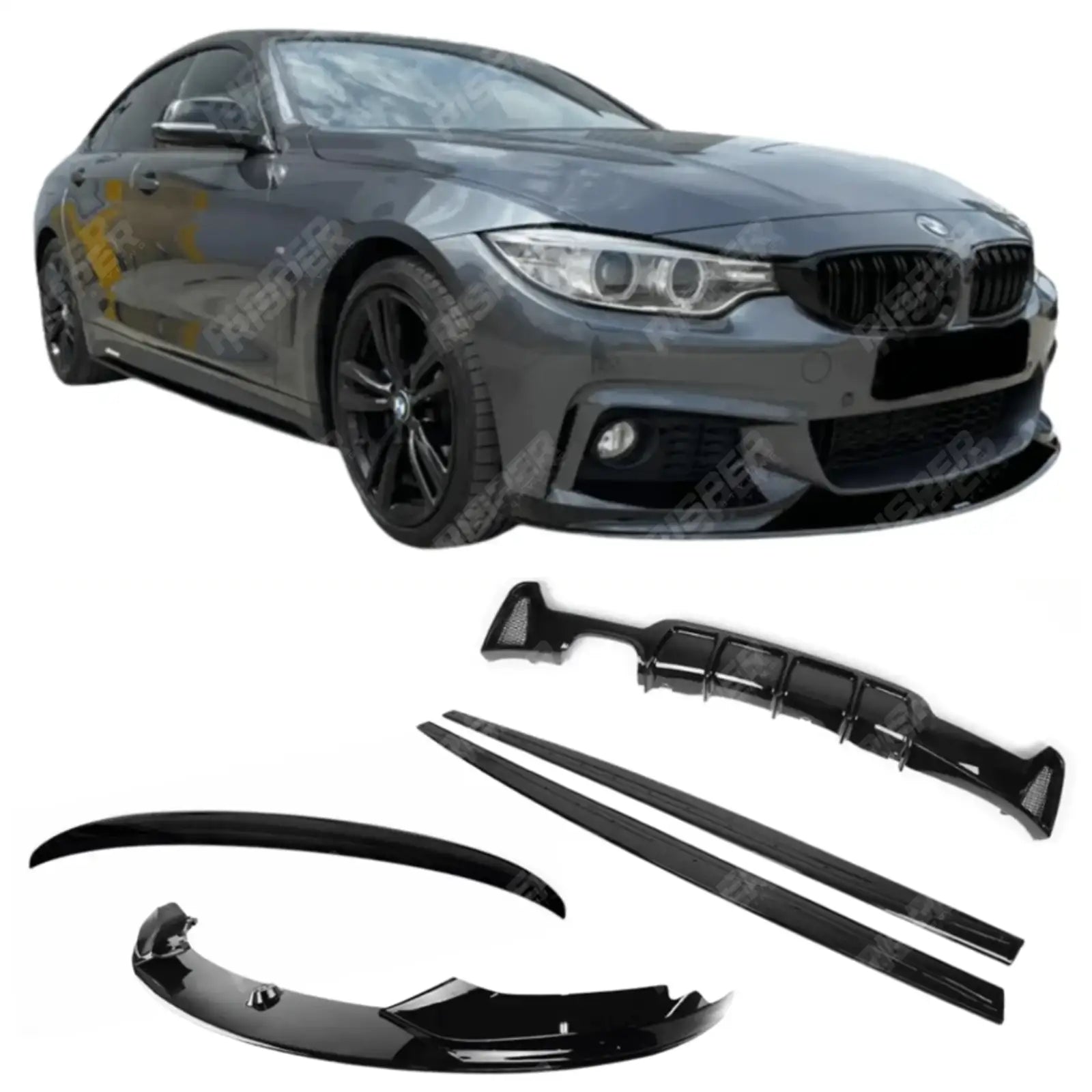 BMW 4 Series F36 M Sport Gloss Black Full Aero Kit V1 00____ Aero Kit