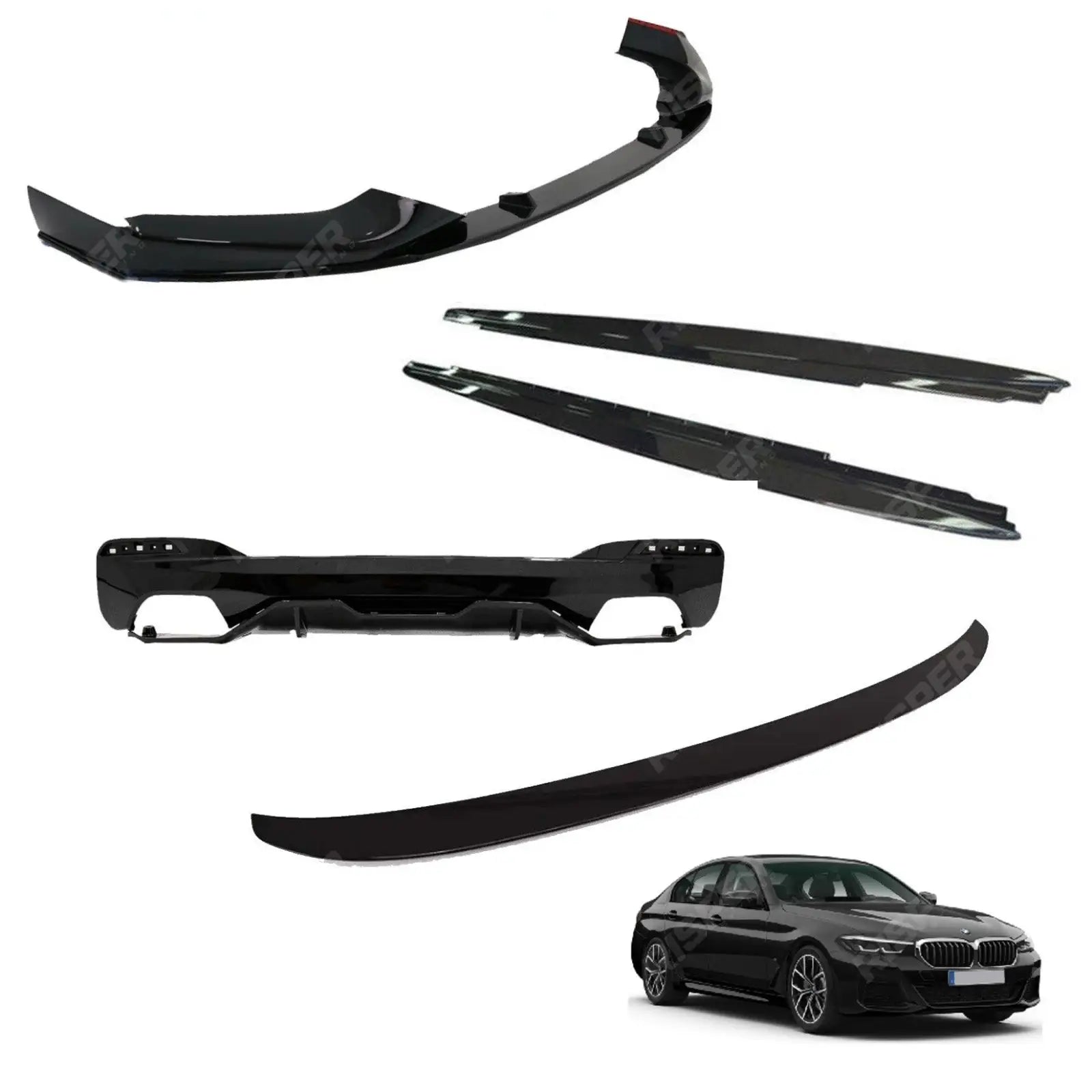 BMW 5 Series G30 M Sport Pre LCI 2017 - 2020 Full Gloss Black Aero Body Lip Kit Main image