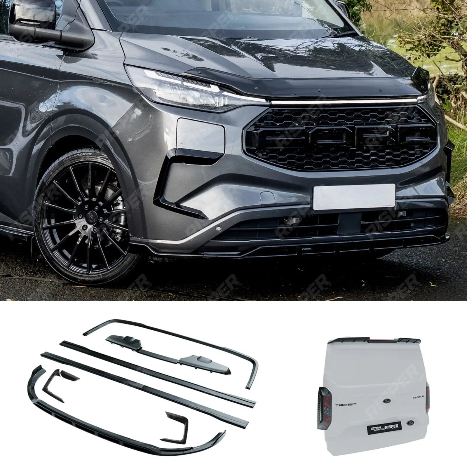 Ford Transit Custom MK2 2024 on PHEV TAILGATE LWB Full Low Line Aero Kit In Gloss Black - Aero Kit Main image
