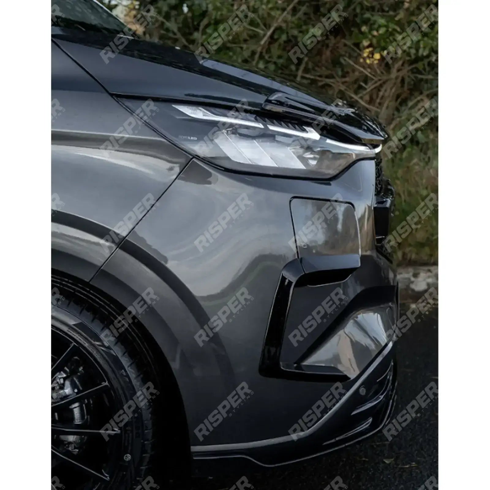 Ford Transit E Custom & PHEV MK2 2024 on Front Aero Canard Loops In Gloss Black Body Trims