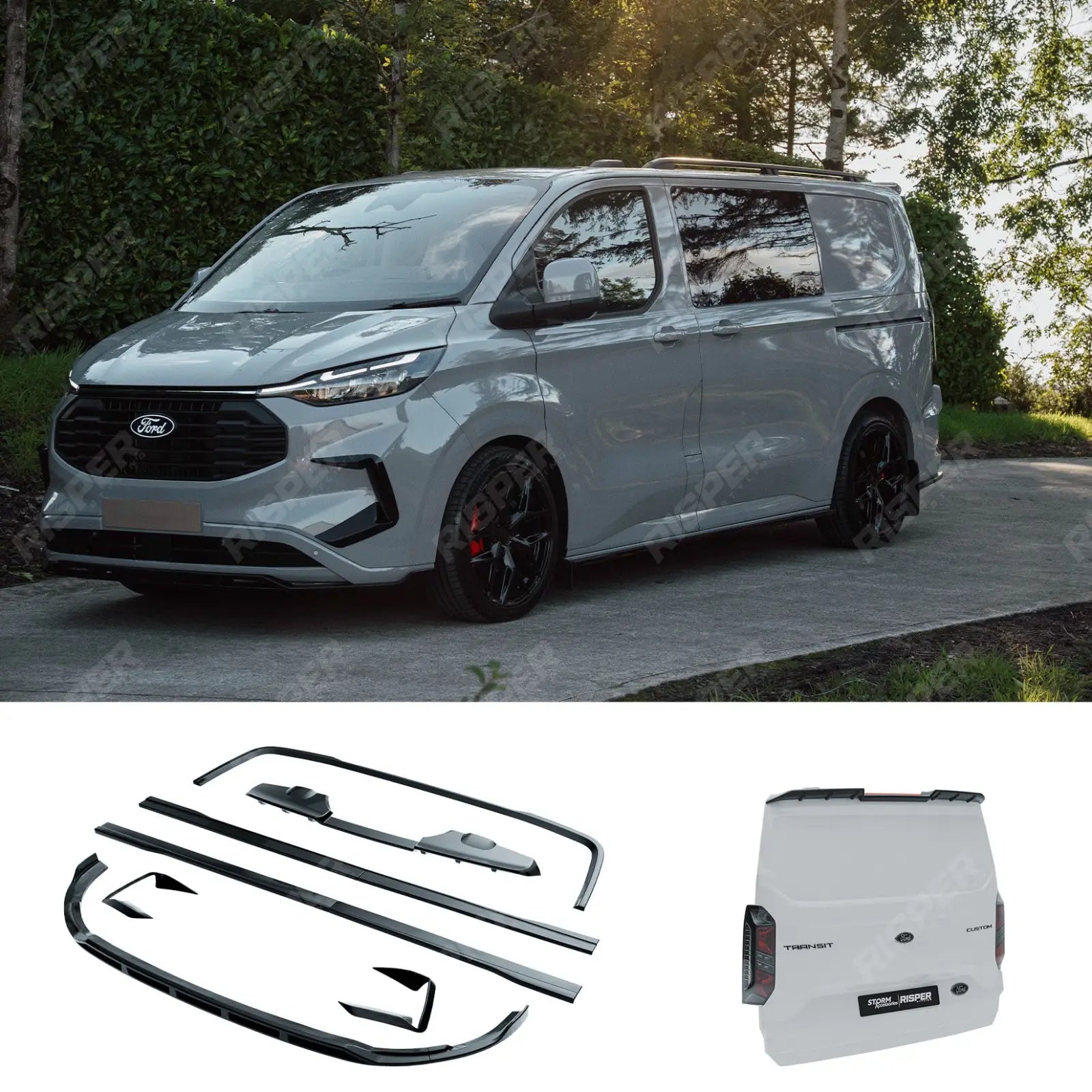 Ford Transit Custom MK2 2024 on TAILGATE SWB Full Low Line Aero Kit In Gloss Black - Aero Kit Main image