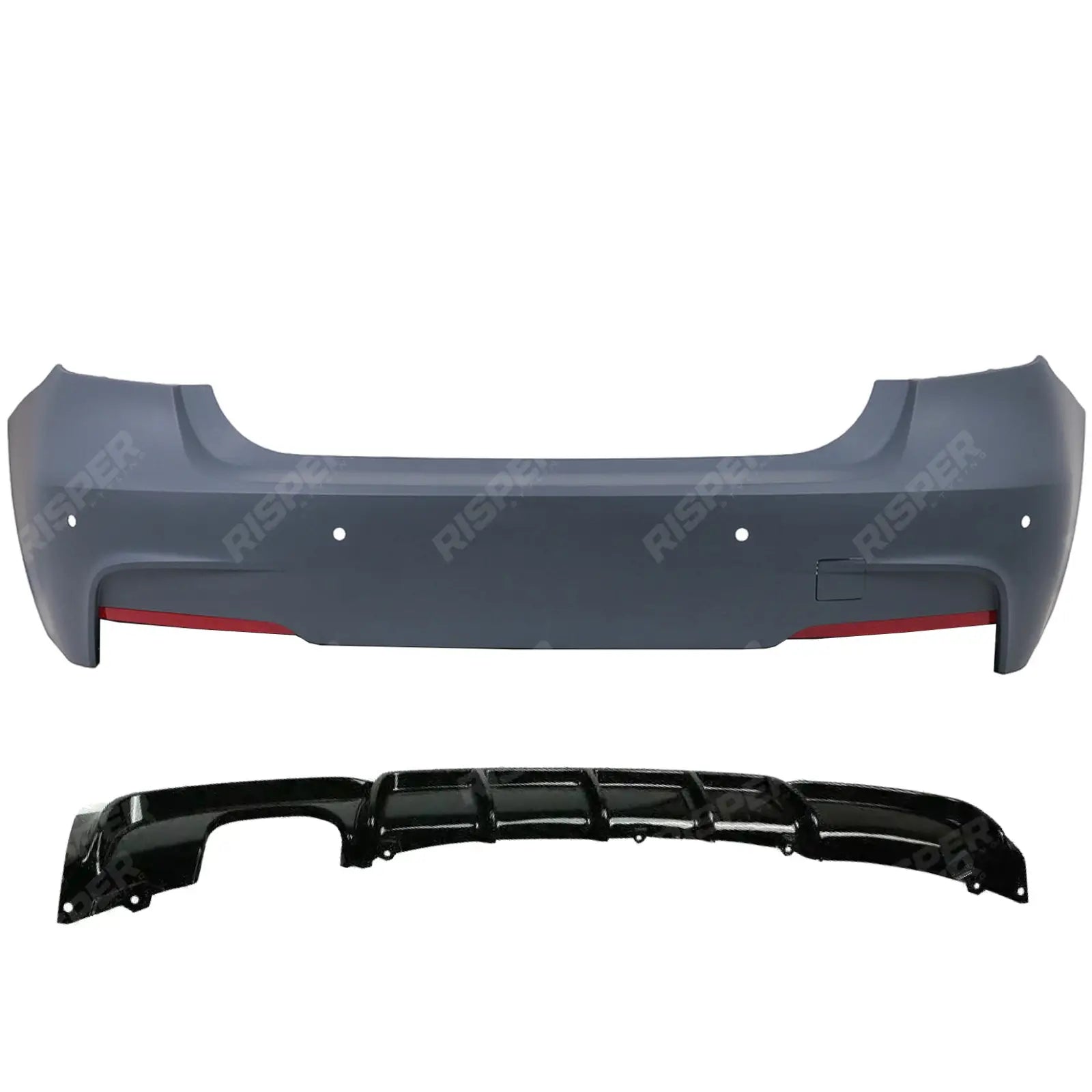 BMW 3 Series F30 2012-2018 Full Rear Bumper Assembly SE Sport to M Sport Look With Diffuser 00___ Rear Bumper Main image
