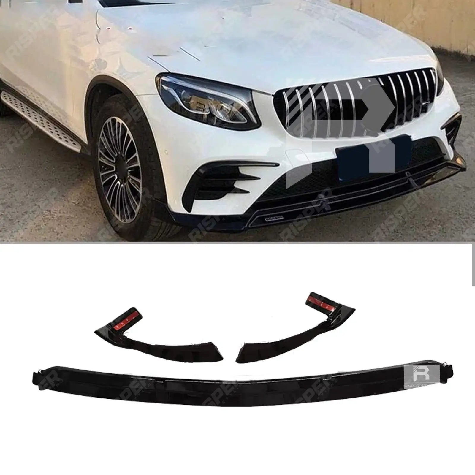 Mercedes GLC 2016 - 2019 C253/X253 - Gloss Black 'AMG Brabus Style' Front Splitter Lip Main image