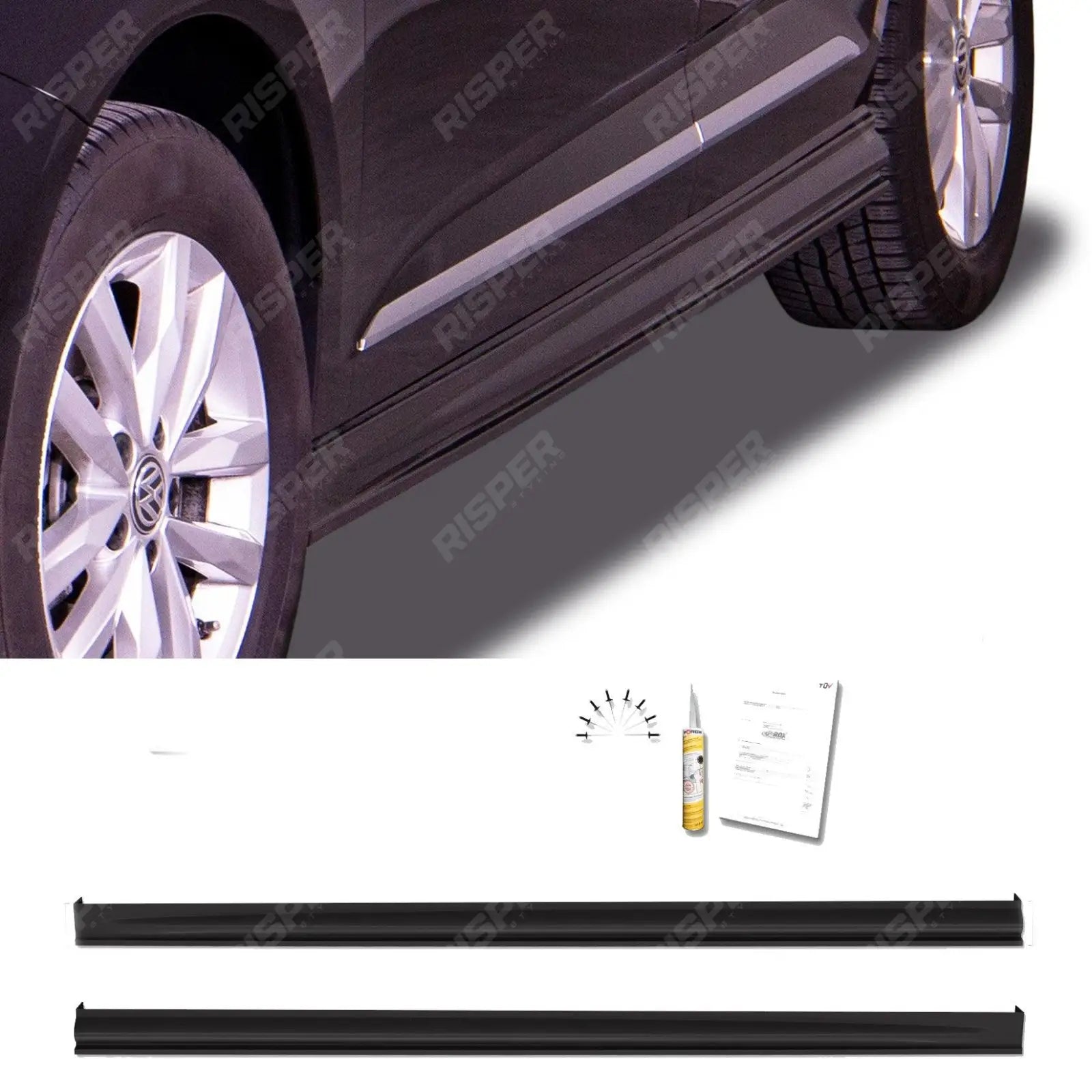Volkswagen Caddy 2020 Onwards - Gloss Black 'Edition' Side Skirt Splitters Main image