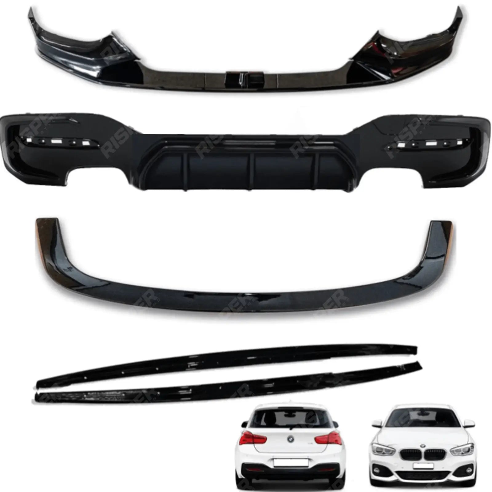 BMW 1 Series LCI M Sport F20 F21 2015 - 2019 Gloss Black Full Aero Body Kit - Diffuser 00___00