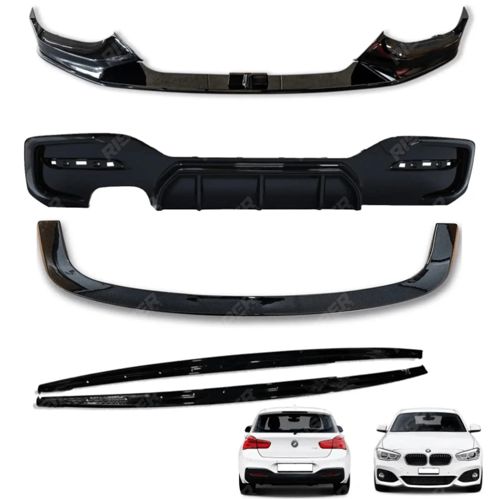 BMW 1 Series LCI M Sport F20 F21 2015 - 2019 Gloss Black Full Aero Body Kit - Diffuser 00____