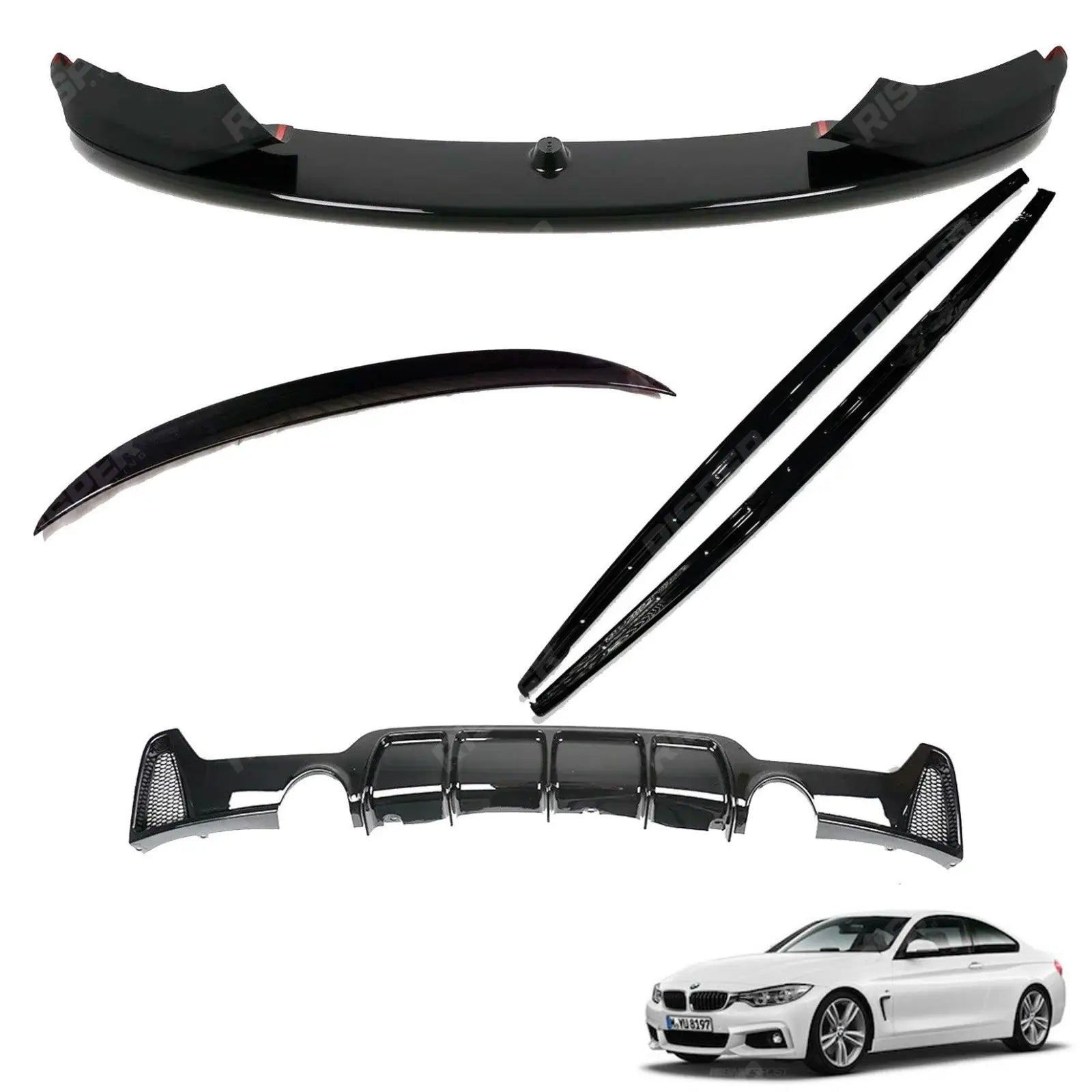BMW 4 Series F32 M Sport 2014 - 2020 Gloss Black Full Aero Body Lip Kit - Diffuser 0___0 Main image