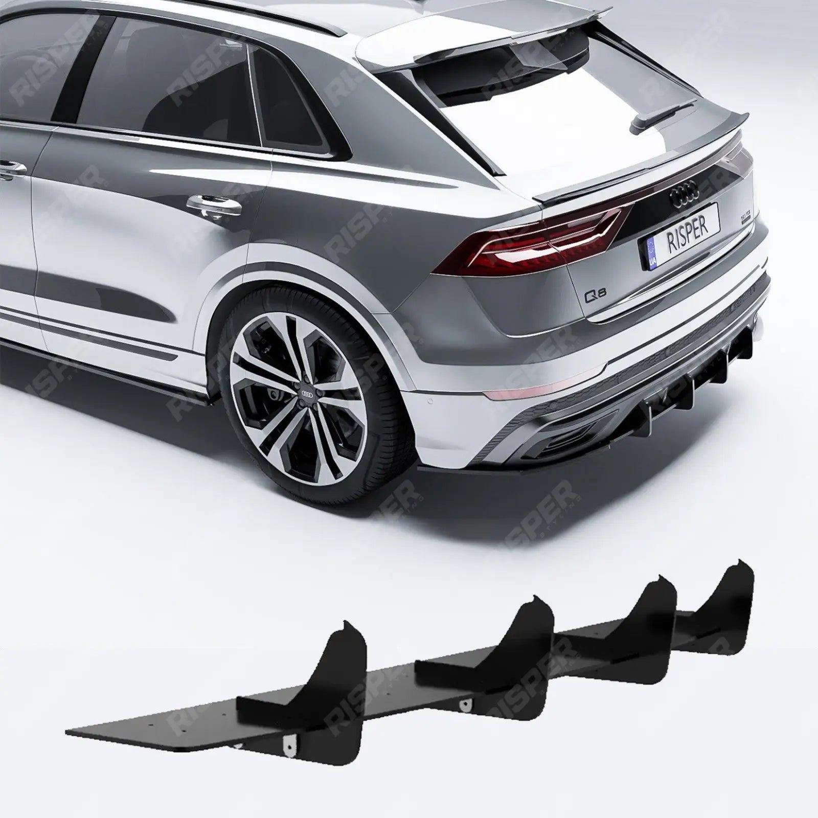 Audi Q8 S - LINE 2018 on Gloss Black Rear Blade Diffuser Main image