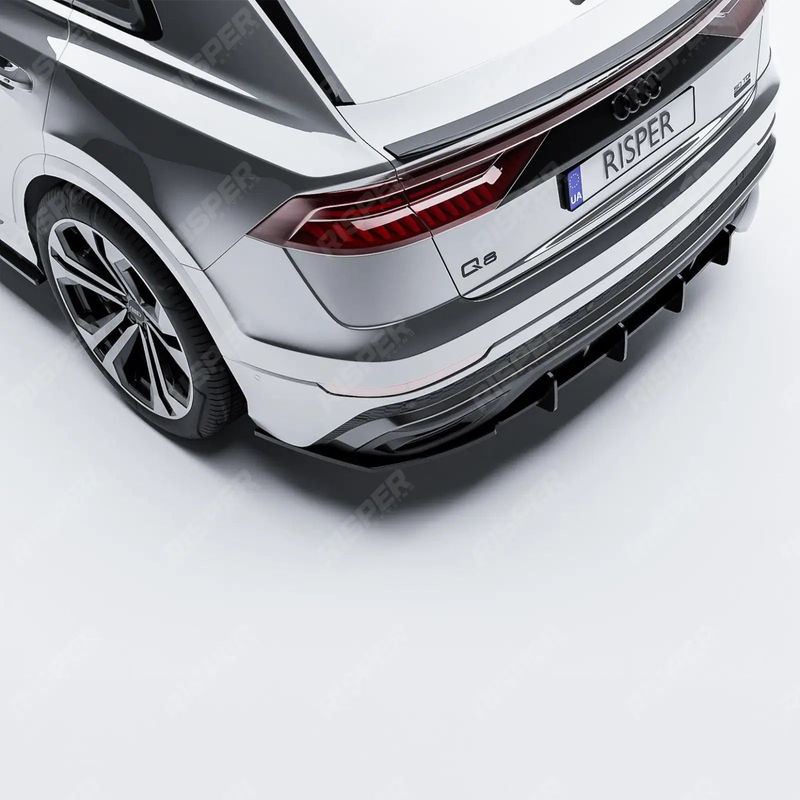 Gloss Black Rear Blade Diffuser For Audi Q8 S-LINE 2018-2023 Secondary image