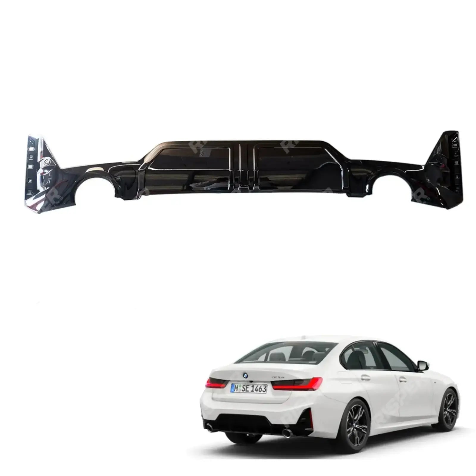 Gloss Black Rear Diffuser For BMW 3 Series G20 M Sport LCI Facelift 2022+ - Diffuser Main image