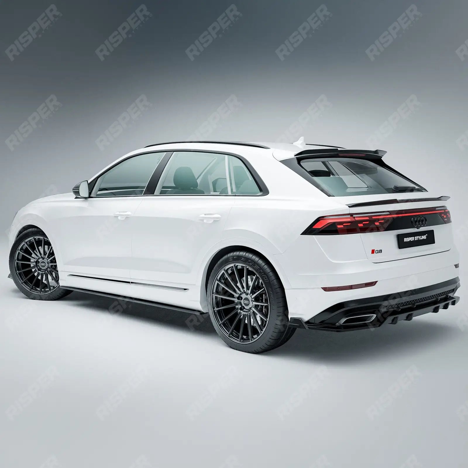 Gloss Black Rear Diffuser & Side Splitters For Audi Q8 S Line 2023+ Secondary image