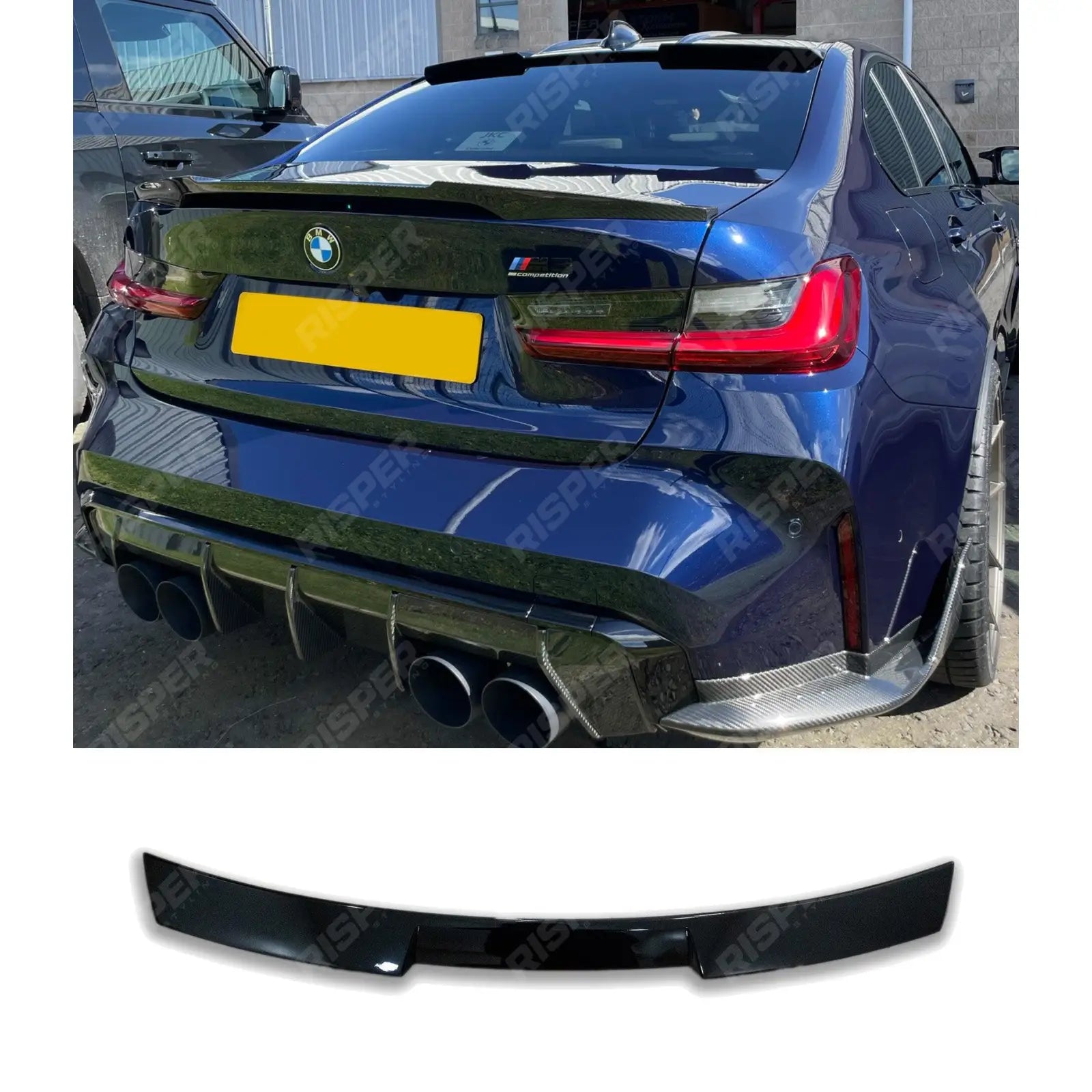 BMW 3 Series G20 M3 G80 2018+ Gloss Black Rear Upper Window Spoiler Main image