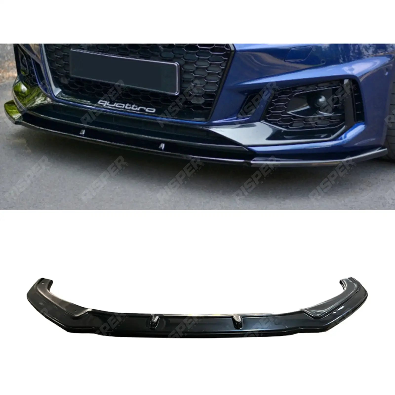 Audi RS4 B9 2017-2019 Gloss Black Risper Front Splitter Front Splitter Main image