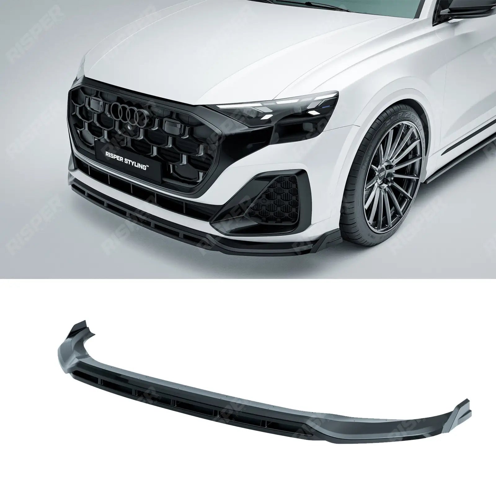 Audi Q8 S Line 2023+ Gloss Black Risper Front Splitter Lip Front Splitter Main image