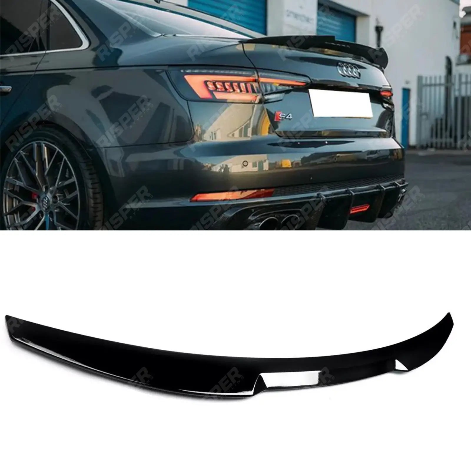 Audi A4 B9 2016-2019 Gloss Black RS4 Style Rear Spoiler Spoiler Main image