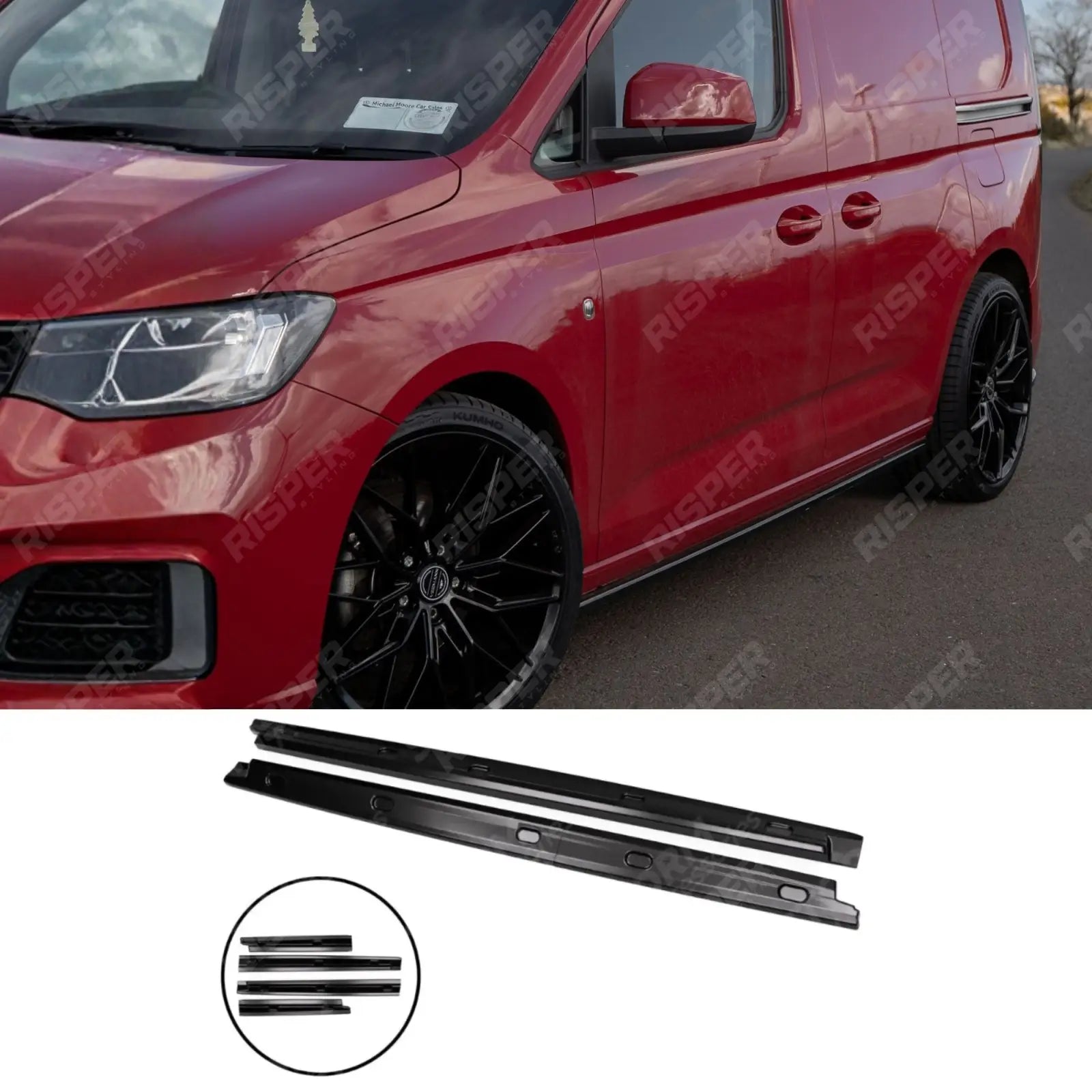Volkswagen Caddy MK5 2021+ - Gloss Black Side Skirt Splitters - Side Skirt Splitters Main image