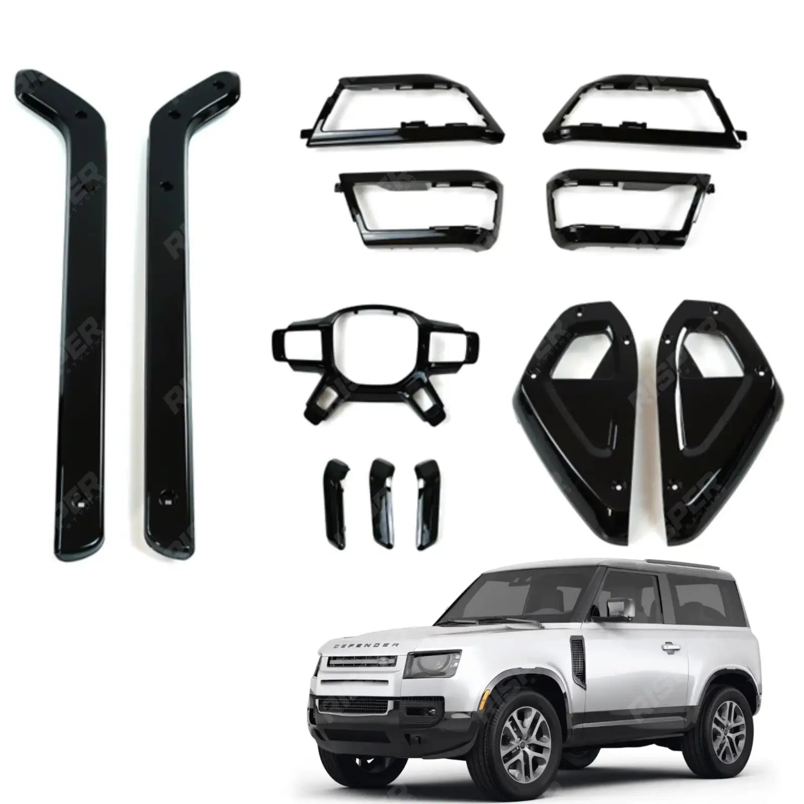 Land Rover Defender 2020 - 23 L663 90/110/130 Gloss Black Interior Styling Kit Main image