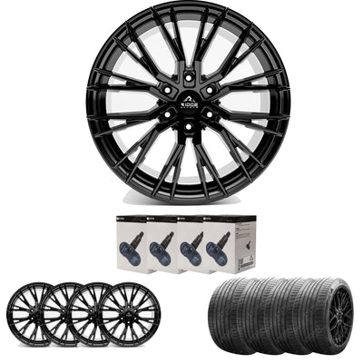 Ridge KN12 Gloss Black 6X120 20 Inch Alloys With Tyre & TPMS Package 245/40/20