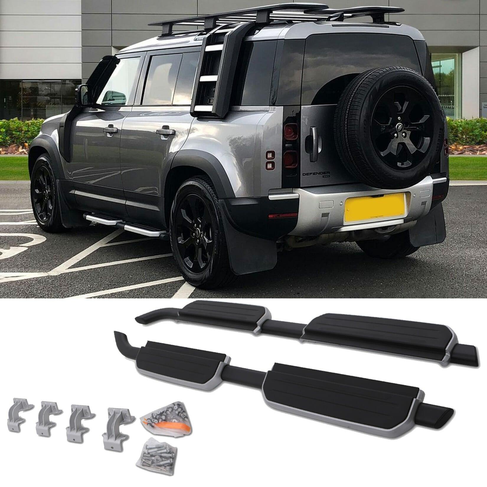 LAND ROVER DEFENDER 110 L663 2020 ON OE STYLE – SIDE STEPS SILVER – PAIR (WITH LOGO) - RisperStyling