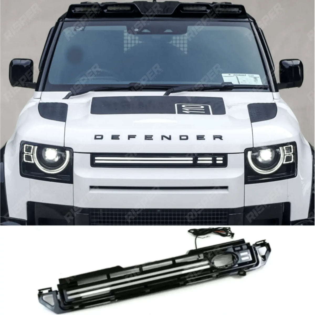 Land Rover Defender L663 2020 On LED Dynamic Front Grill - Gloss Black