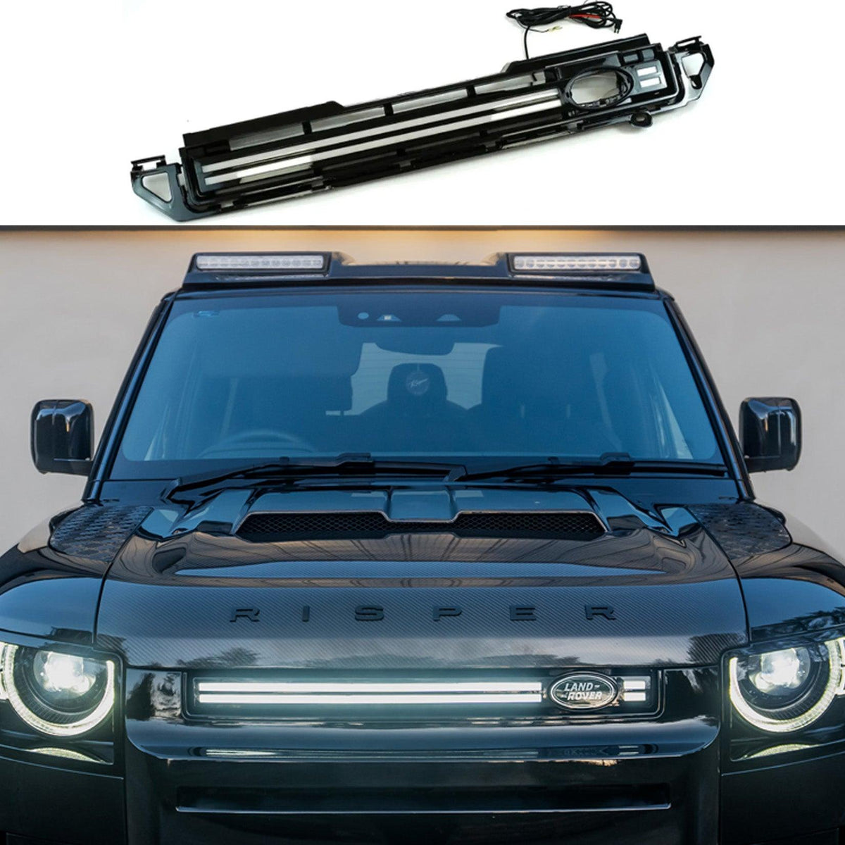 LAND ROVER DEFENDER L663 2020 ON LED DYNAMIC FRONT GRILL - GLOSS BLACK - RisperStyling