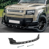 Land Rover Defender L663 2020 On - V2 Front Bumper Splitter With Led’s In Gloss Black Front Splitter