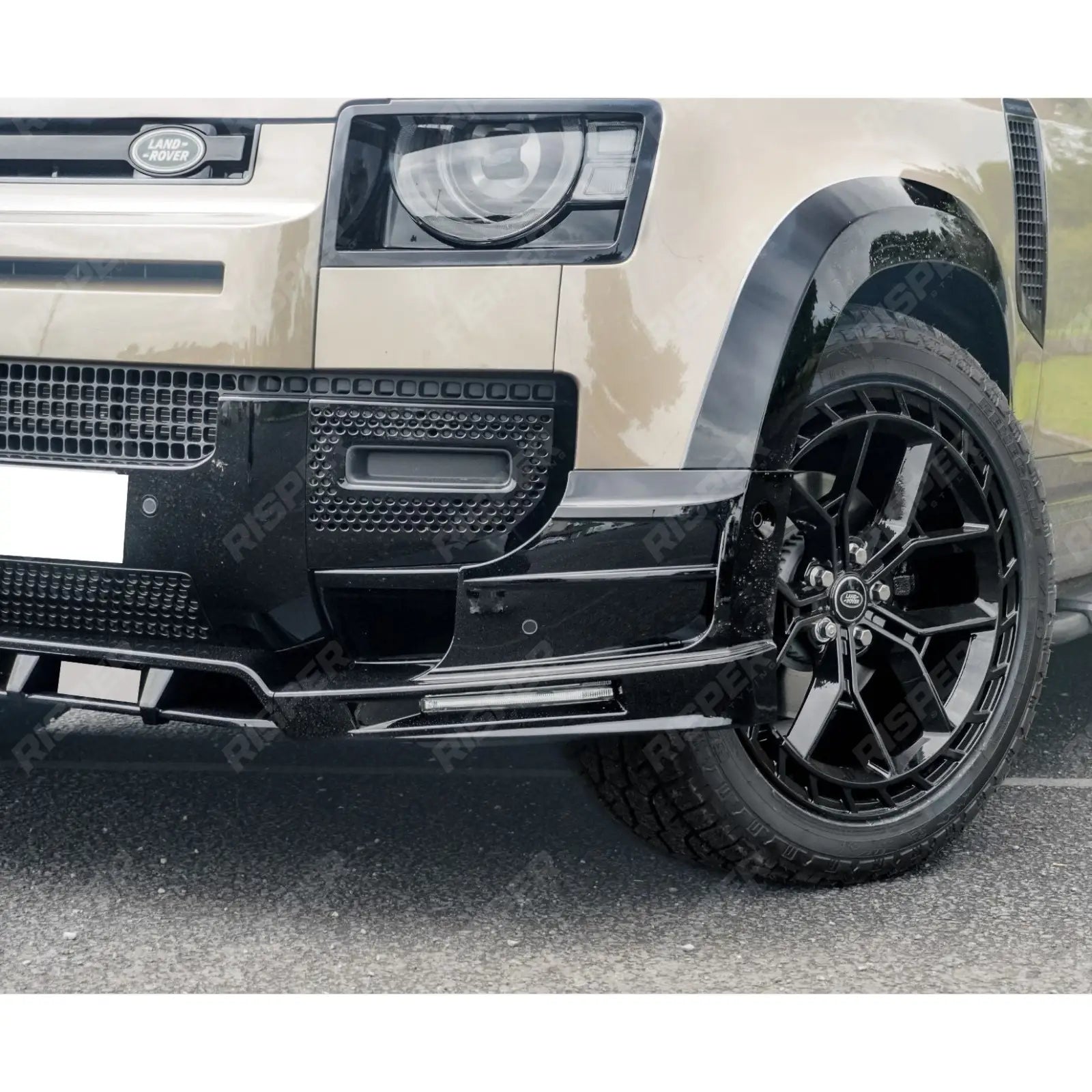 Land Rover Defender L663 2020 On - V2 Front Bumper Splitter With Led’s In Gloss Black Front Splitter