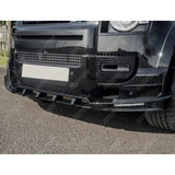 Land Rover Defender L663 2020 On - V2 Front Bumper Splitter With Led's In Gloss Black