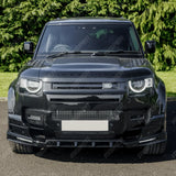 Land Rover Defender L663 2020 On - V2 Front Bumper Splitter With Led's In Gloss Black