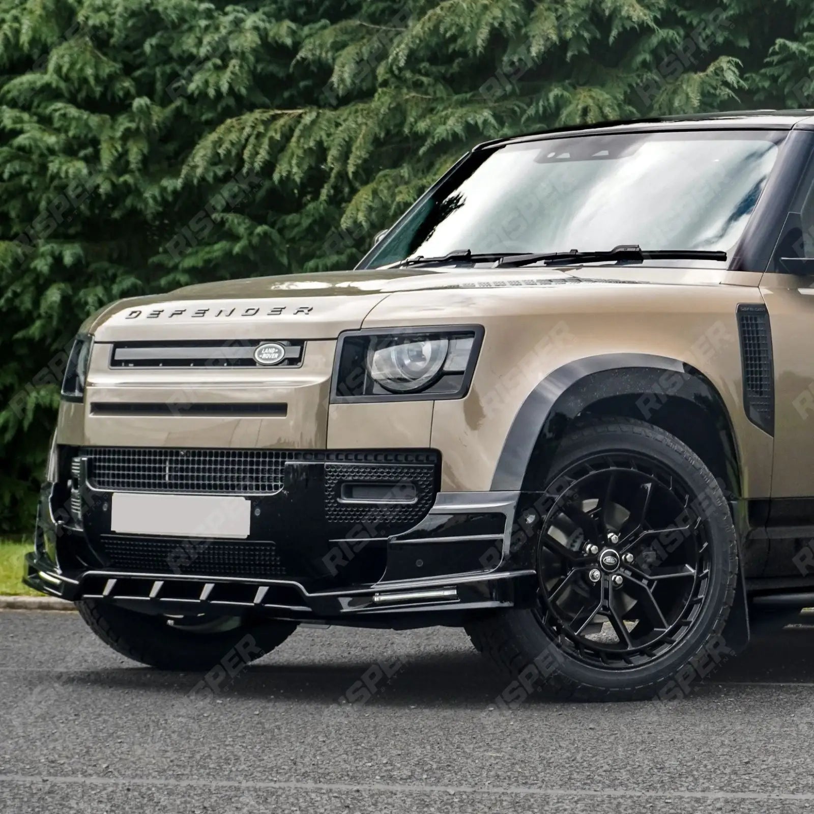 Land Rover Defender L663 2020 On - V2 Front Bumper Splitter With Led’s In Gloss Black Front Splitter