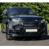 Land Rover Defender L663 2020 On - V2 Front Bumper Splitter With Led's In Gloss Black