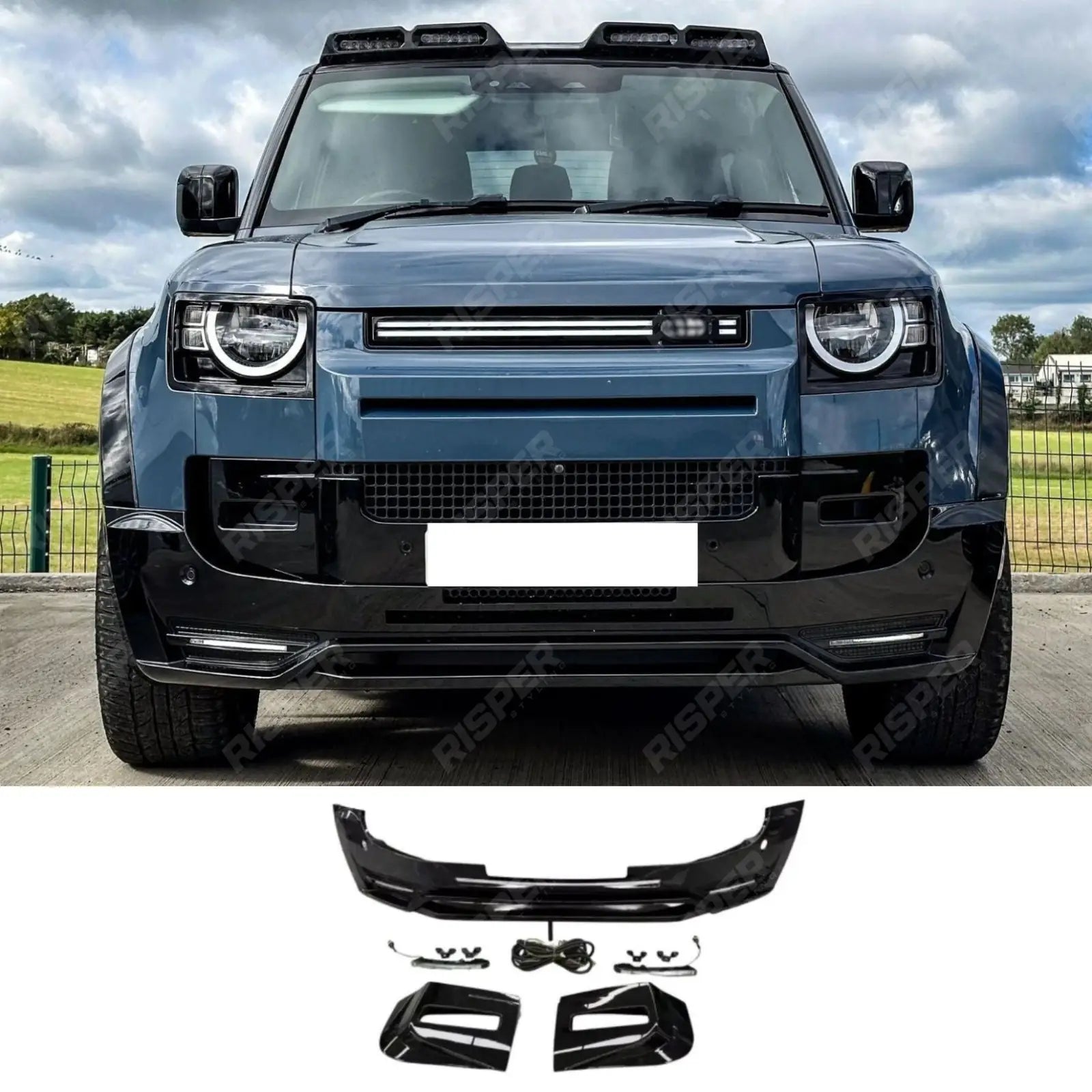 Land Rover Defender L663 90 / 110 / 130 2020 Onward – Front Bumper Splitter in Gloss Black Bumper Splitter