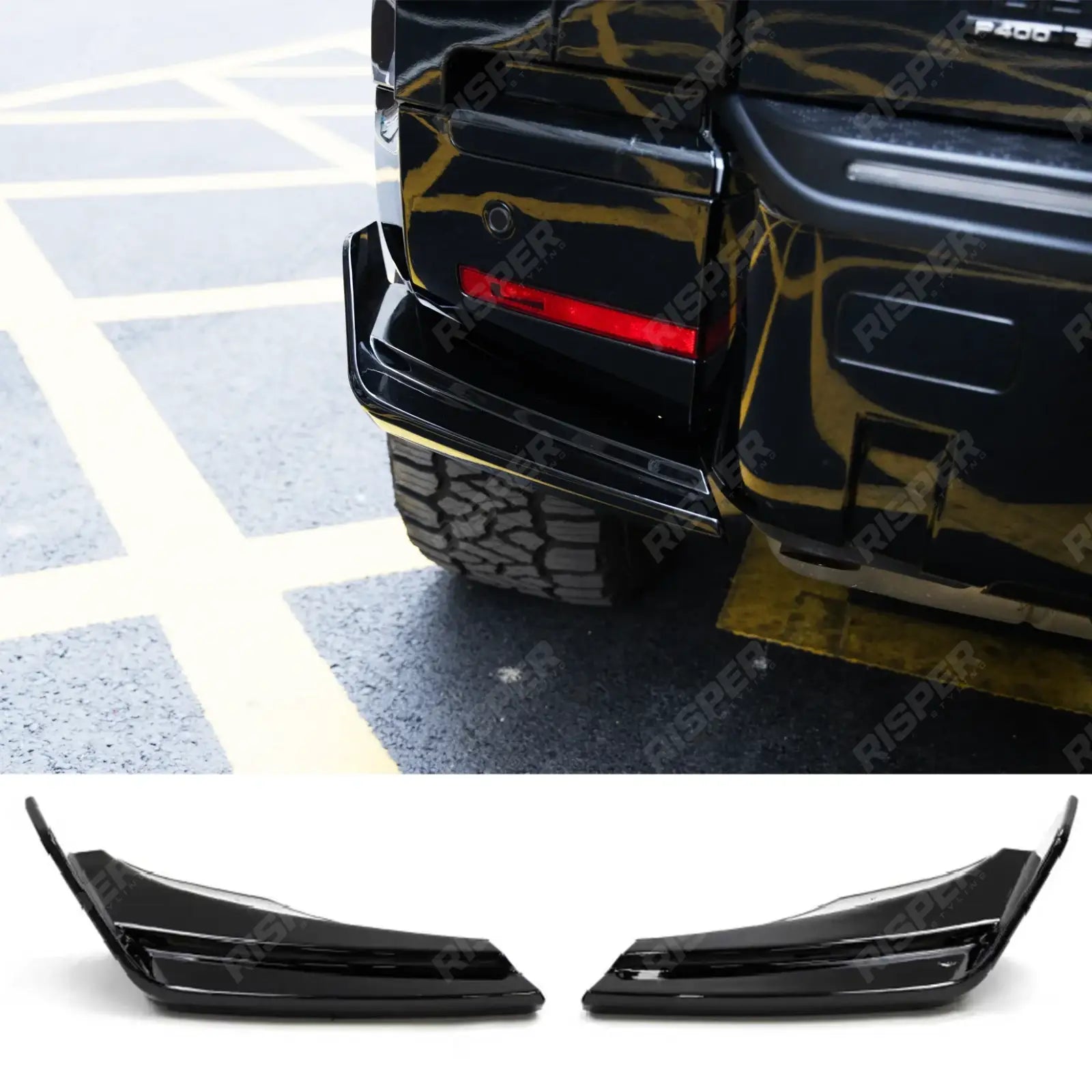 Land Rover Defender L663 Rear End Pieces In Gloss Black Body Trims Main image