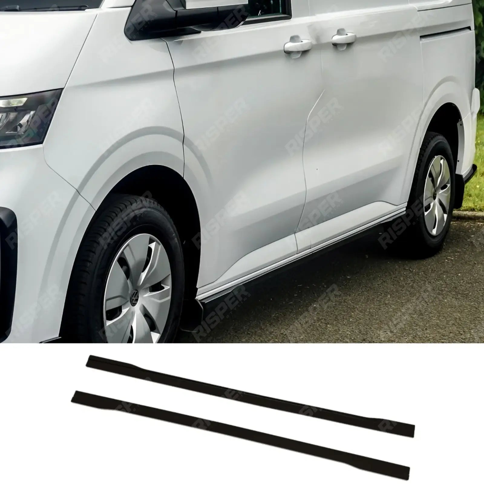 Volkswagen Transporter T7 2025+ LWB Side Skirt Splitters In Gloss Black Side Skirt Splitter Main image