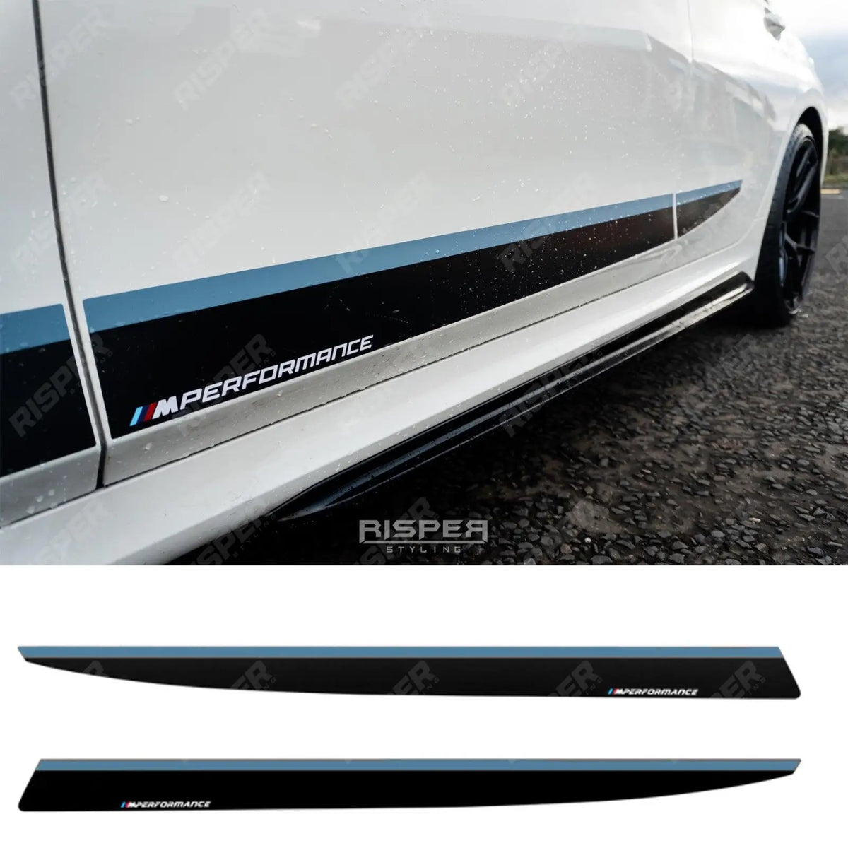 BMW 3 Series M Sport G20/G21 2018+ Gloss Black M Performance Side Door Stickers Main image