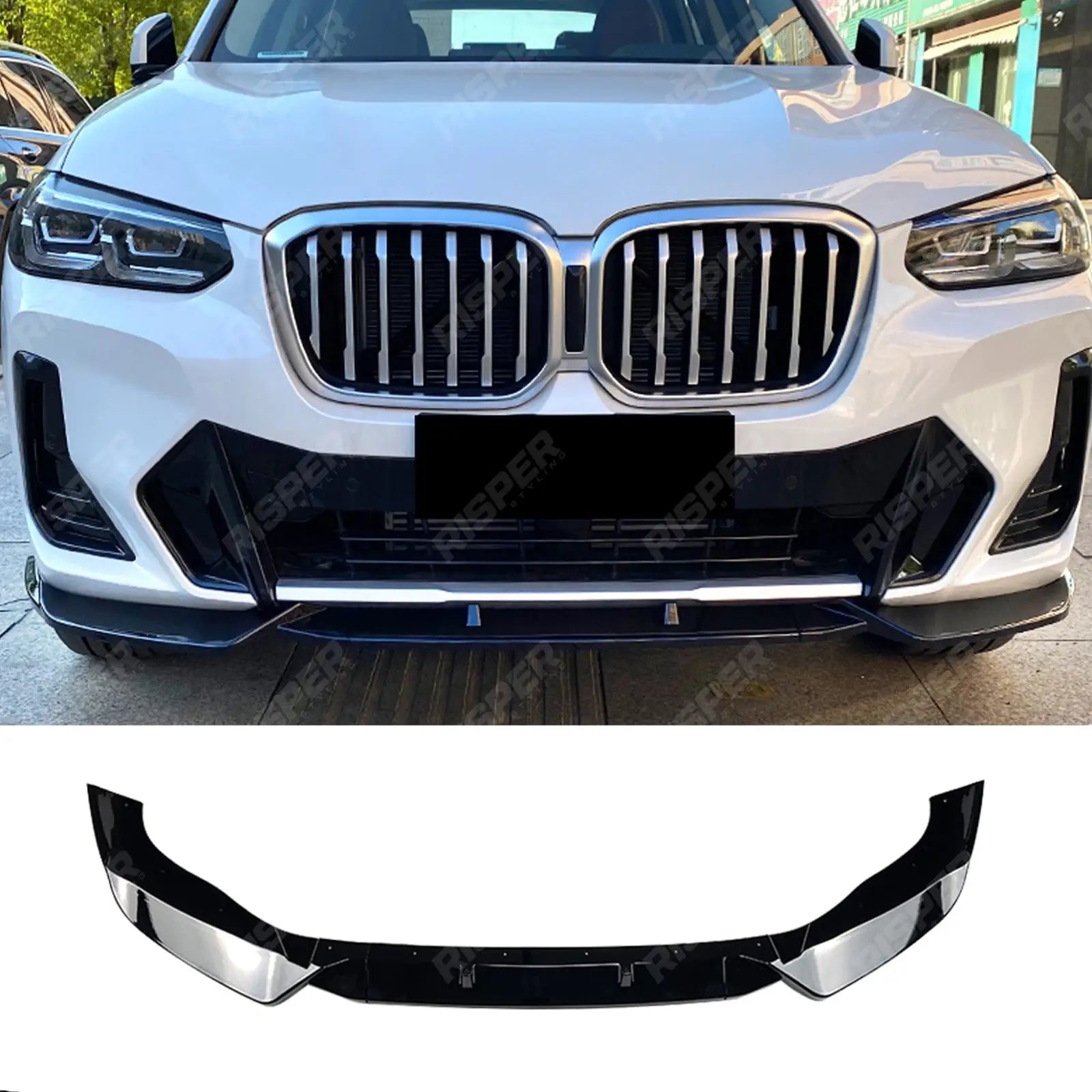 M Sport Front Splitter in Gloss Black For BMW X3 G01 LCI 2022-2024 - Front Splitter