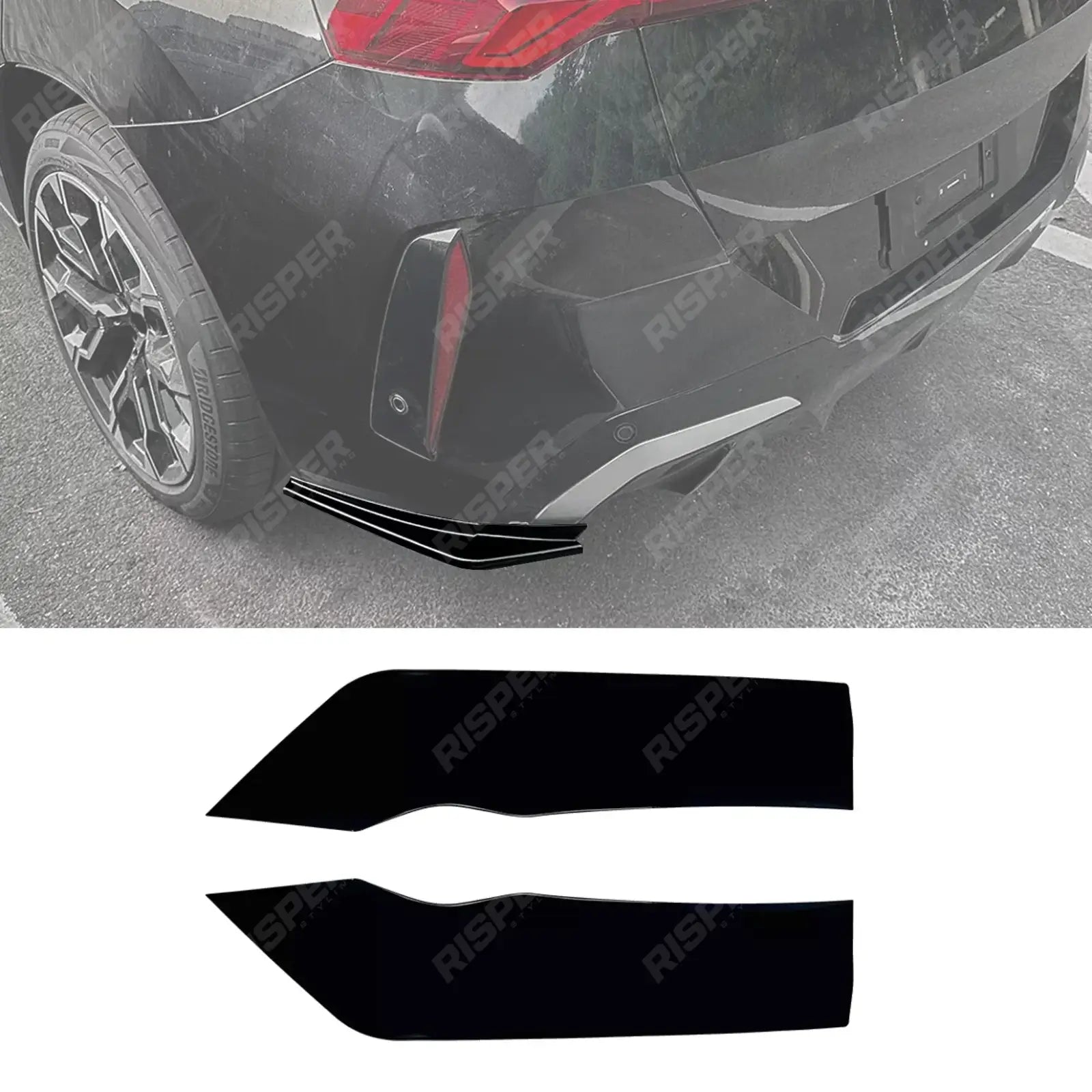 BMW X3 G45 2025+ M-Sport Rear Bumper Corner Splitters In Gloss Black Rear Bumper Splitter Main image