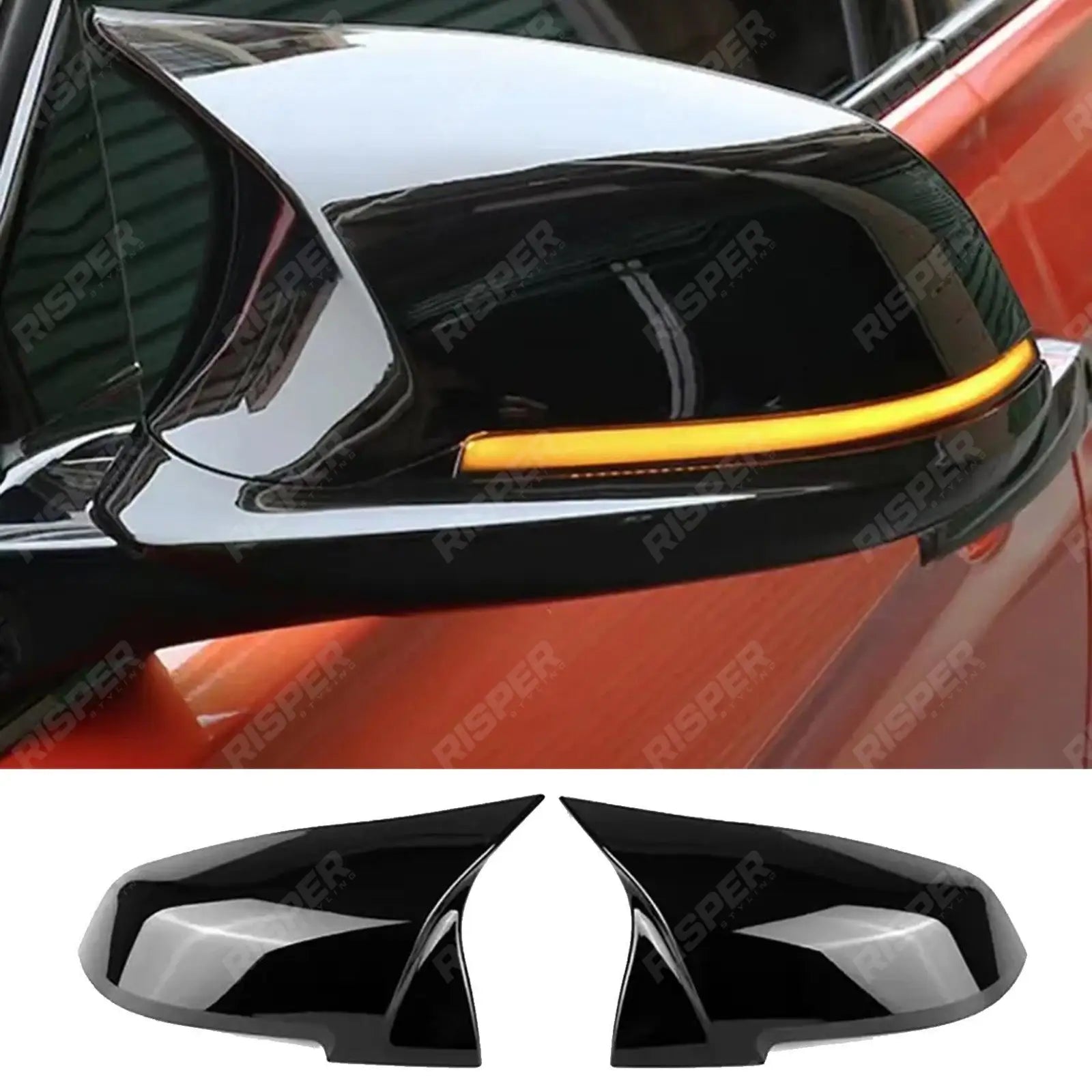M Style Mirror Covers in Gloss Black for BMW F20/F22/F30/F35/F34/F32/F33/F36/E84/i3 Main image