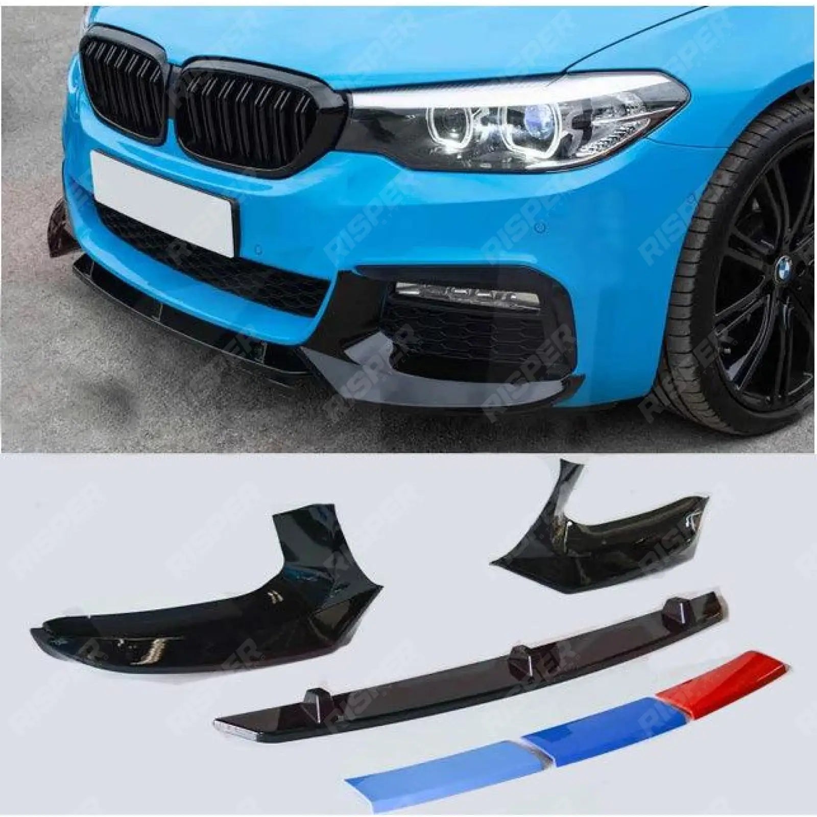 BMW 5 Series M Sport G30 G31 2017+ M5 Look Front Splitter In Gloss Black