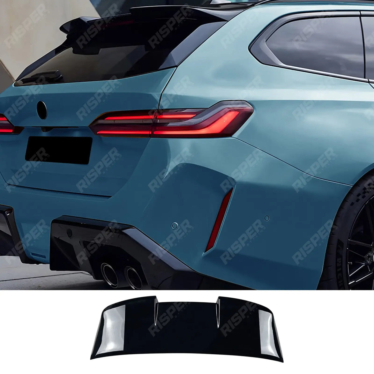 M5 Style Roof Spoiler in Gloss Black For BMW 5 Series G61 2024 on - Rear Spoilers Main image