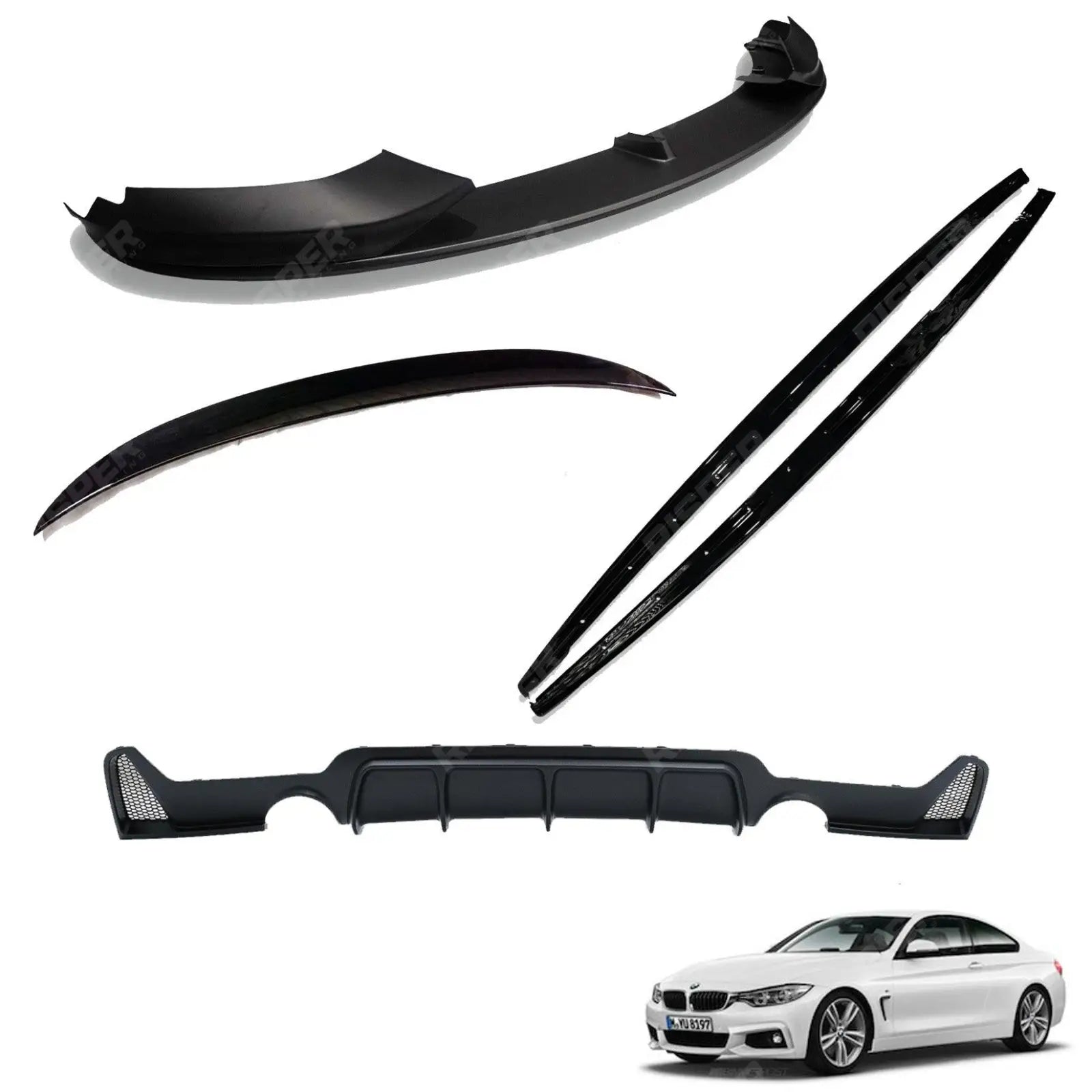 BMW 4 Series F32 M Sport 2014 - 2020 Matte Black Full Aero Body Lip Kit - Diffuser 0___0 Main image